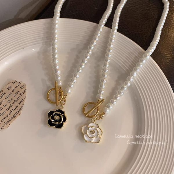 Elegant Korean Camellia Pendant Luxury Pearl For Girls.